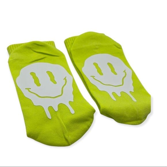 NWT Wool + Pepper Co. Neon Melting smiley Face on bottom of sock Crew Socks - Picture 1 of 3